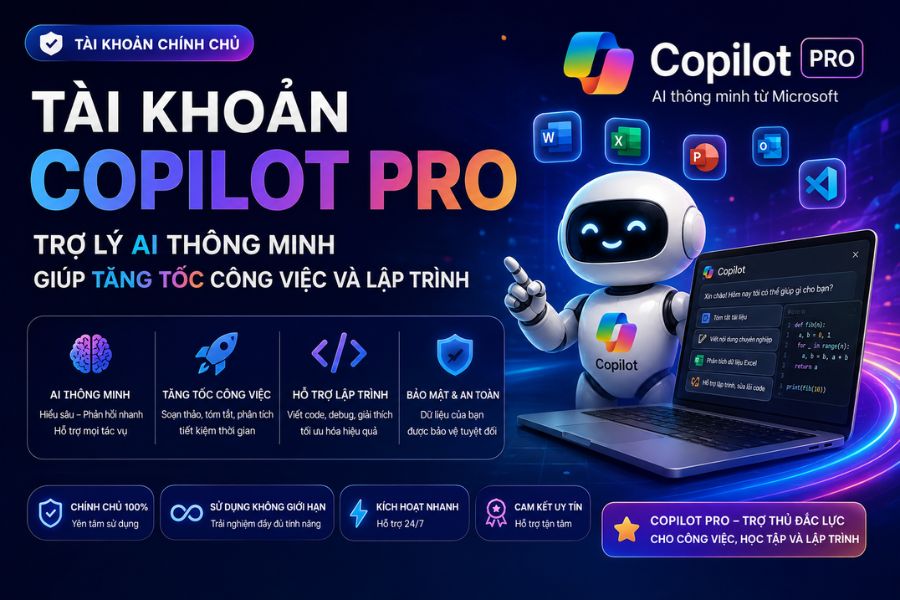 Tài khoản Copilot Pro: trợ lý AI thông minh giúp tăng tốc công việc và lập trình