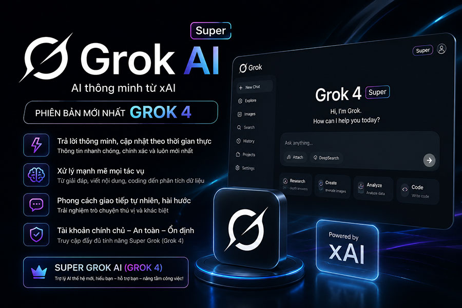 Tài khoản Super Grok AI (Grok 4) chính chủ