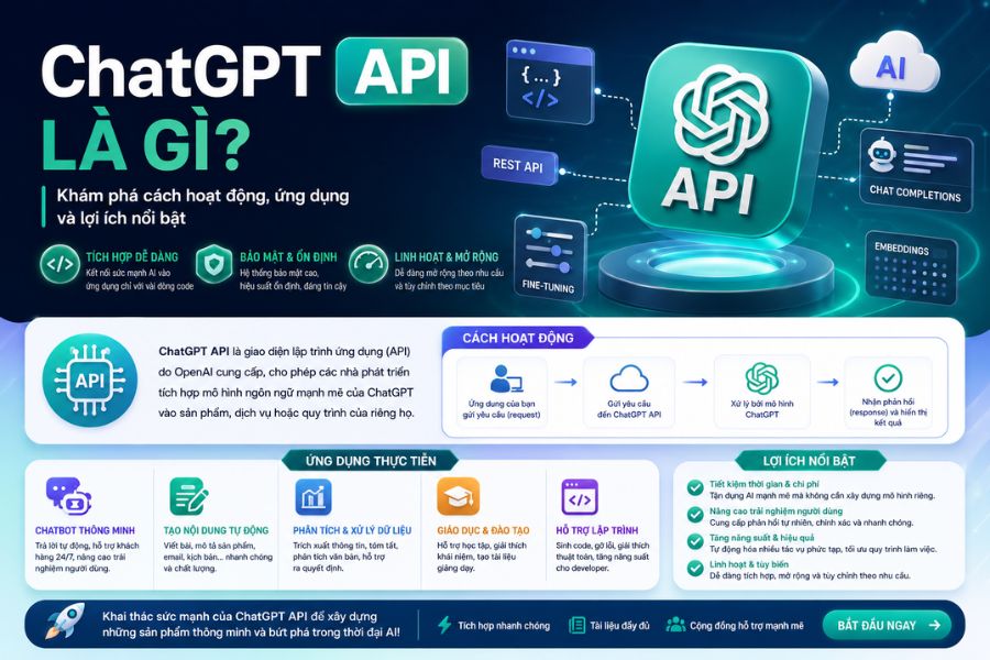 ChatGPT API là gì? Khám phá cách hoạt động, ứng dụng và lợi ích nổi bật
