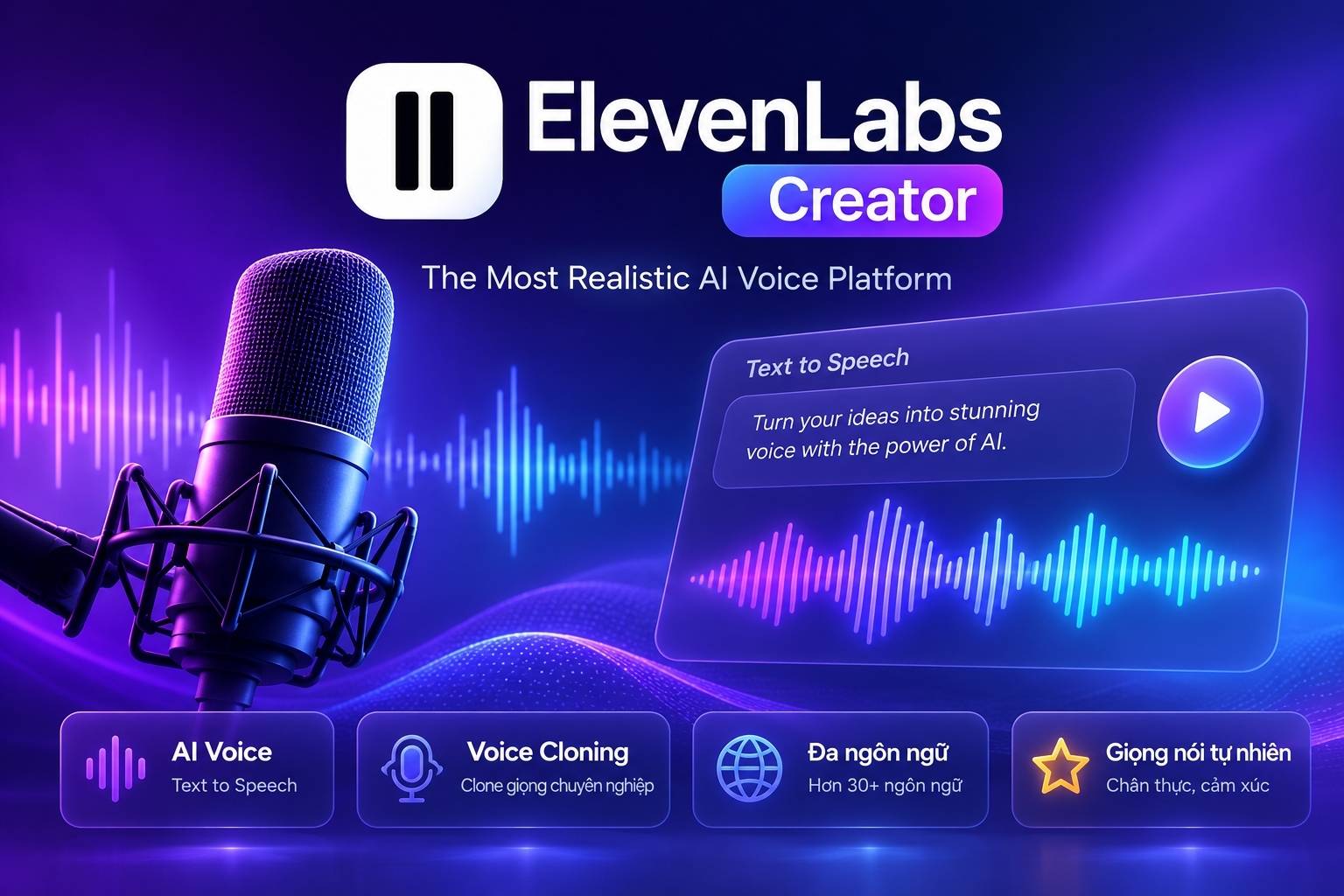 Tài Khoản ElevenLabs Creator - Tạo Giọng Nói AI