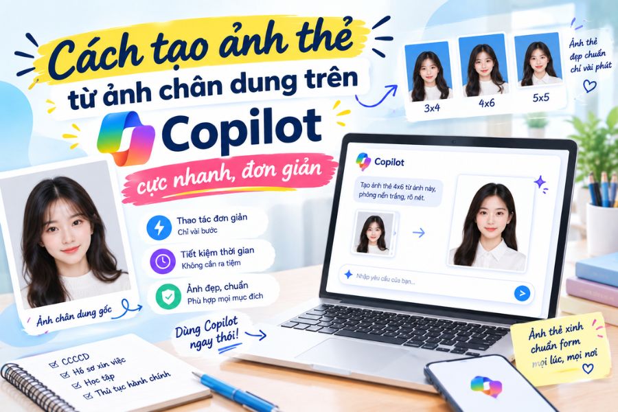 Cách tạo ảnh thẻ từ ảnh chân dung trên Copilot cực nhanh, đơn giản