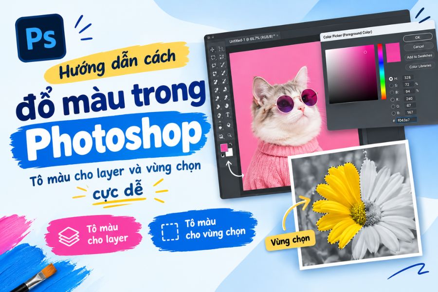 Hướng dẫn cách đổ màu trong Photoshop, tô màu cho layer và vùng chọn cực dễ