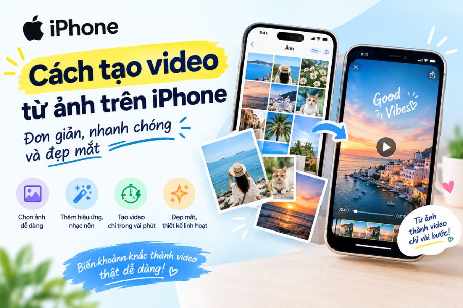 Cách tạo video từ ảnh trên iPhone đơn giản, nhanh chóng và đẹp mắt