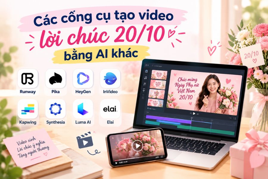 Các công cụ tạo video lời chúc 20/10 bằng AI khác