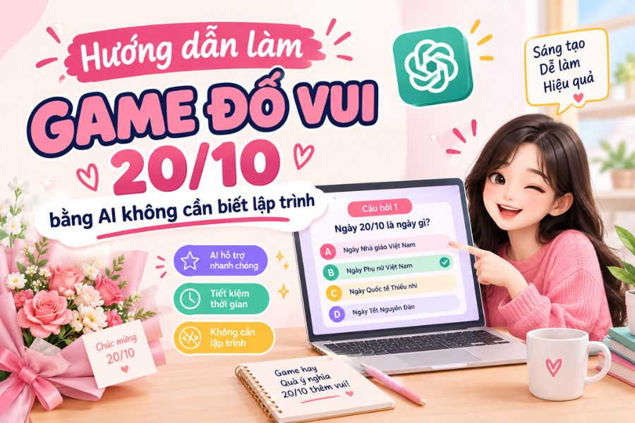 Hướng dẫn làm game đố vui 20/10 bằng AI không cần biết lập trình