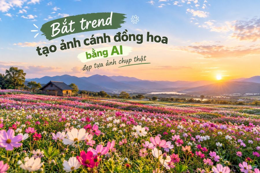 Bắt trend tạo ảnh cánh đồng hoa bằng AI đẹp tựa ảnh chụp thật